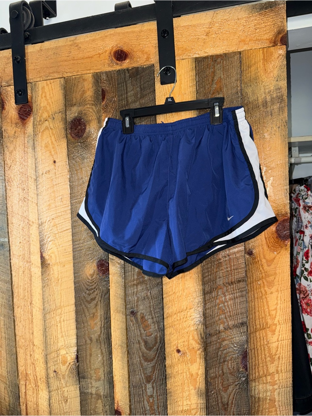Nike Women's Blue and White Athletic Running Shorts